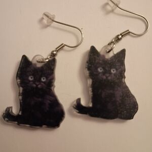 Elegant Black Cat Earrings